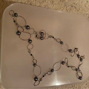 Lia Sophia Silver and Black Beaded Necklace